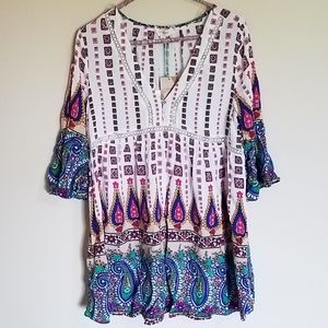 Umgee Oversized Printed Tunic. Size M